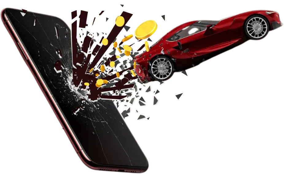 Representación de un auto siendo adquirido desde tu celular sin complicaciones